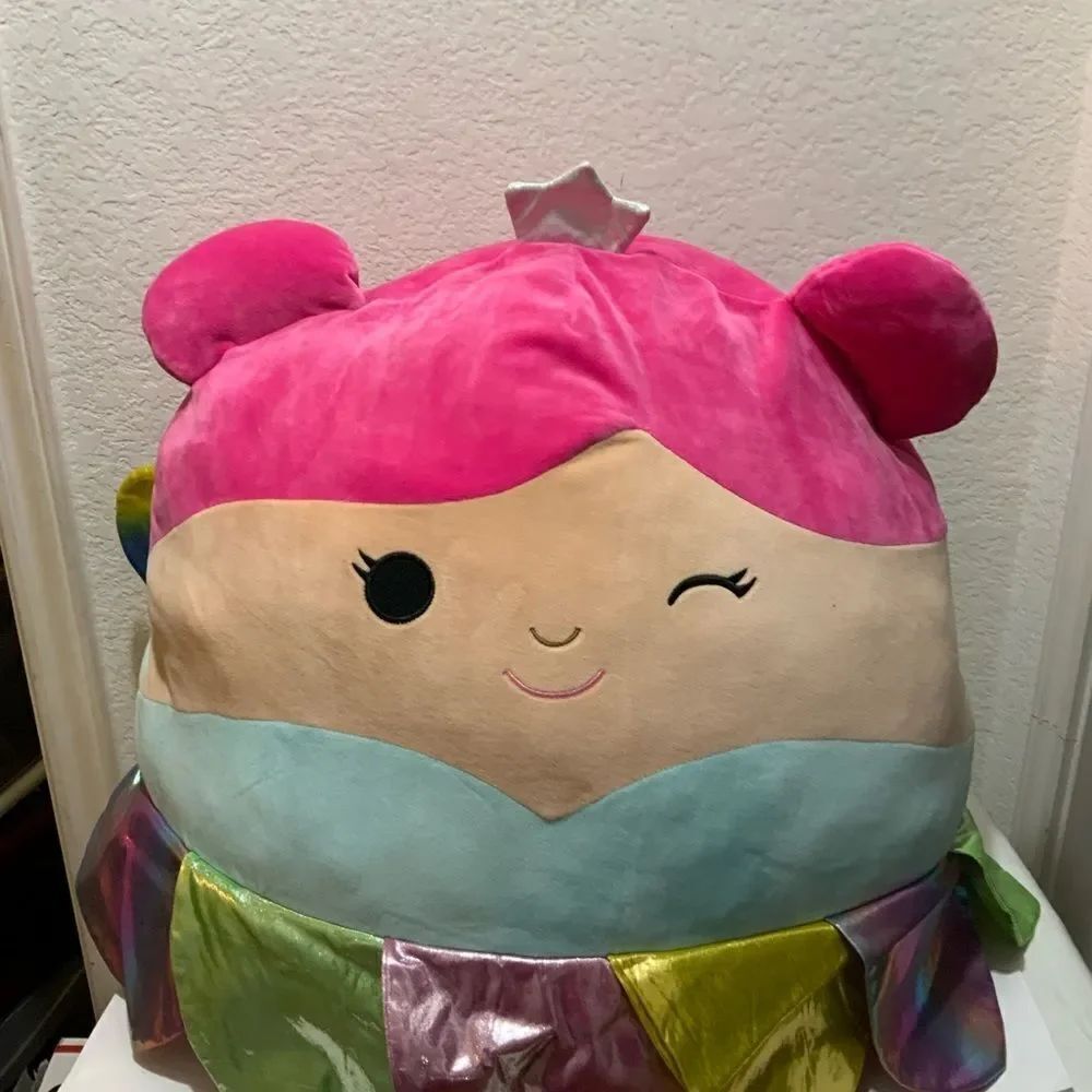 Squishmallows Esmina The Fairy Plush Toy 22” Stuffed Animal Crown Wink Rainbow